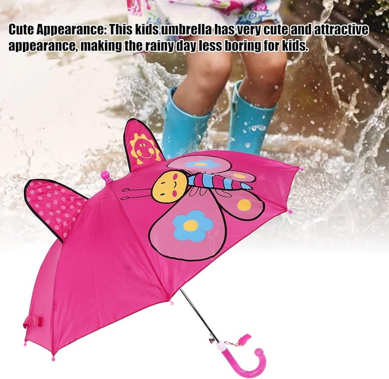 مظلة روز ريد للأطفال بتصميم كرتوني لطيف للحيوانات، مقبض منحني خفيف الوزن للفتيات تحت المطر والشمس - Image 3